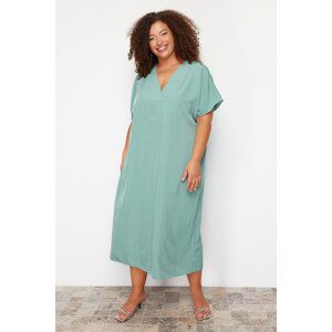 Trendyol Curve Mint Lyocell Woven Plus Size Dress