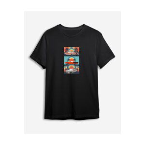 Trendyol Black Car Printed Regular Cut T-shirt