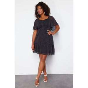 Trendyol Curve Black Polka Dot Woven Mini Dress