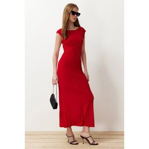 Trendyol Red Backless Fitted Knitted Flexible Midi Pencil Dress