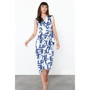 Trendyol Multicolor Double Breasted Collar A-line Satin Midi Woven Dress