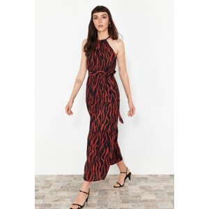 Trendyol Tile Animal Shift Halter Neck Maxi Lined Woven Dress