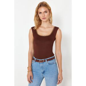 Trendyol Brown Chain Detailed Knitwear Blouse