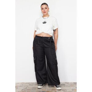 Trendyol Curve Black Wide Leg Parachute Woven Trousers