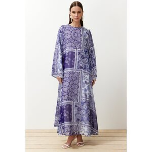 Trendyol Blue Paisley Patterned Woven Lined Chiffon Dress