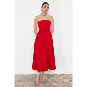 Trendyol Red A-Cut Stylish Evening Dress