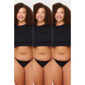 Trendyol Curve 3-Pack Black Plus Size String Panties