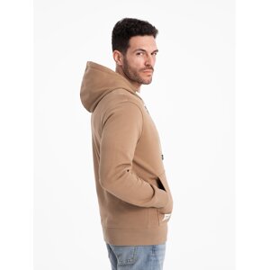 Ombre BASIC men's unbuttoned hooded sweatshirt - brown