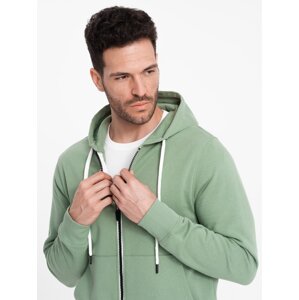 Ombre BASIC men's unbuttoned hooded sweatshirt - green