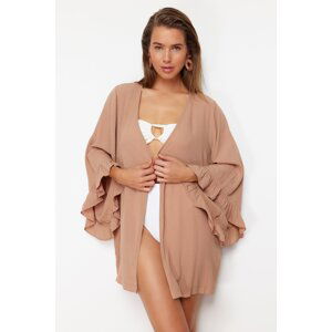 Trendyol Beige Belted Mini Woven Flywheel Kimono&Kaftan