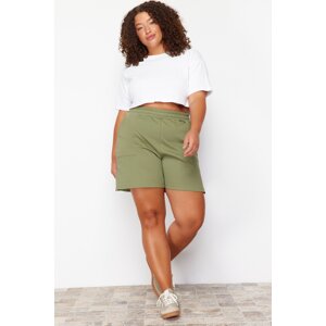 Trendyol Curve Khaki Zipper Detailed Knitted Shorts & Bermuda