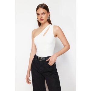 Trendyol White Cut Out Detailed Snap-on Knitted Bodysuit