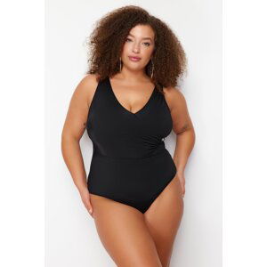 Trendyol Curve Black Double Breasted Covered Swimsuit with Recovery Effect
