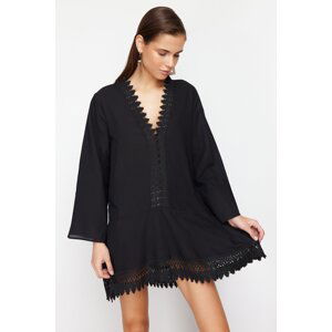 Trendyol Black Mini Woven Lace Detailed Beach Dress