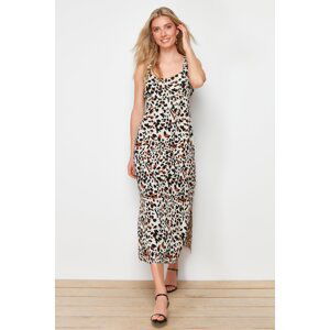 Trendyol Ecru Floral Viscose Maxi Woven Dress