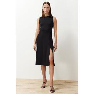 Trendyol Black More Sustainable A-Line/A-Line Slit Flexible Knitted Midi Dress