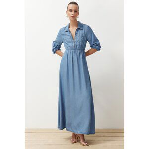 Trendyol Dark Blue Midi Denim Modest Dress