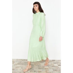 Trendyol Mint Jacquard Floral Woven Dress