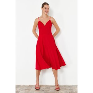 Trendyol Red Waist Opening/Skater Woven Dress