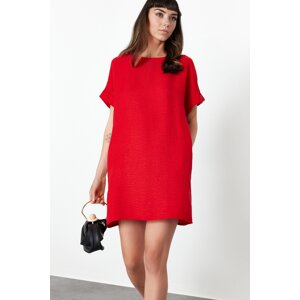 Trendyol Red Straight Cut Mini Woven Dress