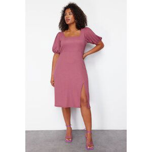 Trendyol Curve Plum Slit Knitted Dress