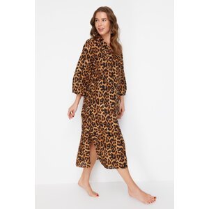 Trendyol Animal Print Wide Fit Midi Woven Beach Dress