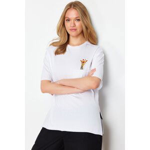 Trendyol White 100% Cotton Oversize/Wide Fit Pocket Detailed Knitted T-Shirt