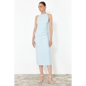 Trendyol Blue Fitted Halter Neck Midi Pencil Skirt Woven Dress