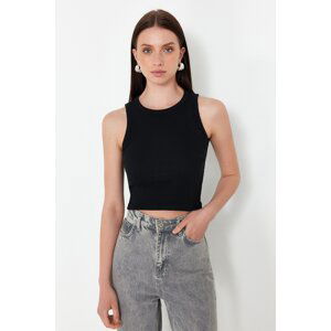 Trendyol Black-Grey Melange 2 Pack Fitted Crop Halter Neck Ribbed Flexible Knitted Undershirt