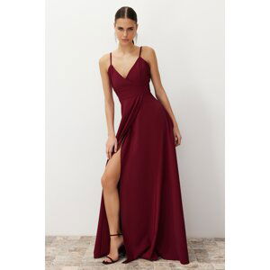 Trendyol Burgundy Woven Long Elegant Evening Dress