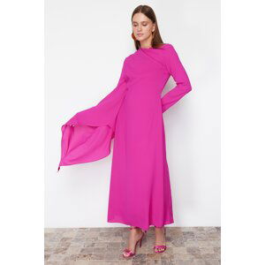 Trendyol Fuchsia Shawl Detailed Evening Dress