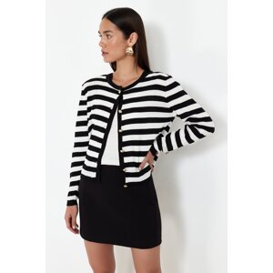 Trendyol Double Knitwear Cardigan with Black Cotton Blouse