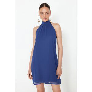 Trendyol Saks Straight Cut Halter Neck Mini Chiffon Lined Woven Dress