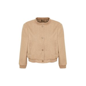 Trendyol Beige Regular Stamp Bomber Jacket Coat