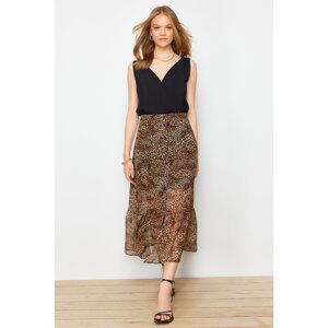 Trendyol Multicolor Animal Patterned Chiffon Fabric Midi Length Woven Skirt