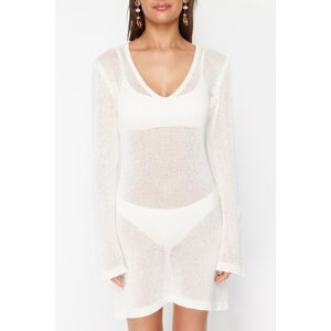 Trendyol Ecru Fitted Mini Knitted Knitwear Look Beach Dress