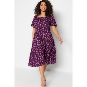 Trendyol Curve Plum Polka Dot Woven Dress