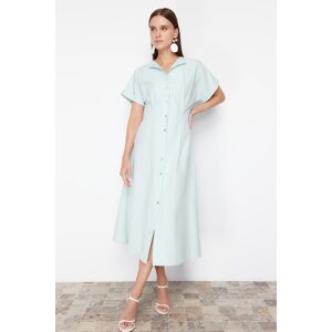 Trendyol Mint Waist Opening Midi Woven Shirt Dress