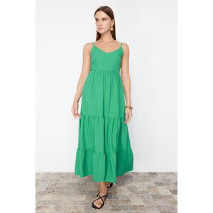 Trendyol Green Skirt Flounced Back Tie Detail Strap Maxi Woven Dress