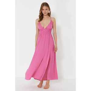 Trendyol Pink Maxi Woven Gathered Beach Dress