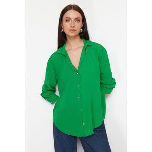 Trendyol Green Basic Oversize Wide Fit Woven Shirt