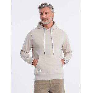 Ombre Men's kangaroo hooded sweatshirt - light beige