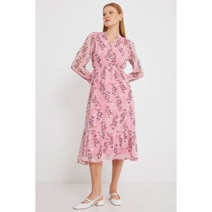 Bigdart 2137 Patterned Chiffon Dress - Pink