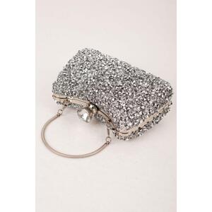 Madamra Silver Women's Crystal Stone Evening Dress Bag