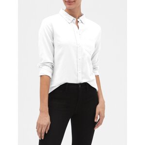 GAP Košeľa fitted boyfriend shirt in oxford Biela