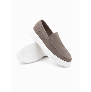 Ombre Men's slip on half shoes on thick sole - dark beige