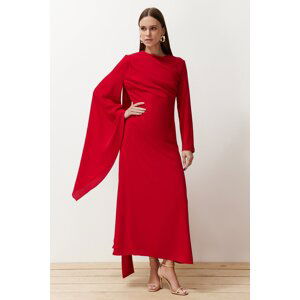 Trendyol Red Shawl Detailed Evening Dress