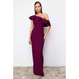 Trendyol Plum Plain Fitted Woven Evening Dress & Graduation Dress