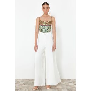 Trendyol Ecru Palazzo/Extra Wide Leg Pleated Woven Trousers