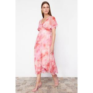 Trendyol Pink Abstract Patterned A-line Chiffon Maxi Woven Dress